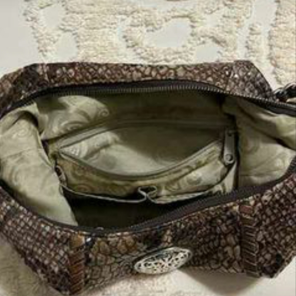 Brighton Python Snakeskin Leather Shoulder Purse - image 4